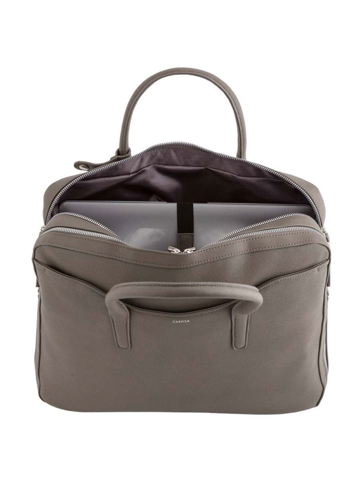 Carpisa New Mandy V2 Smoke Grey Faux Leather Solid Laptop Messenger Bag