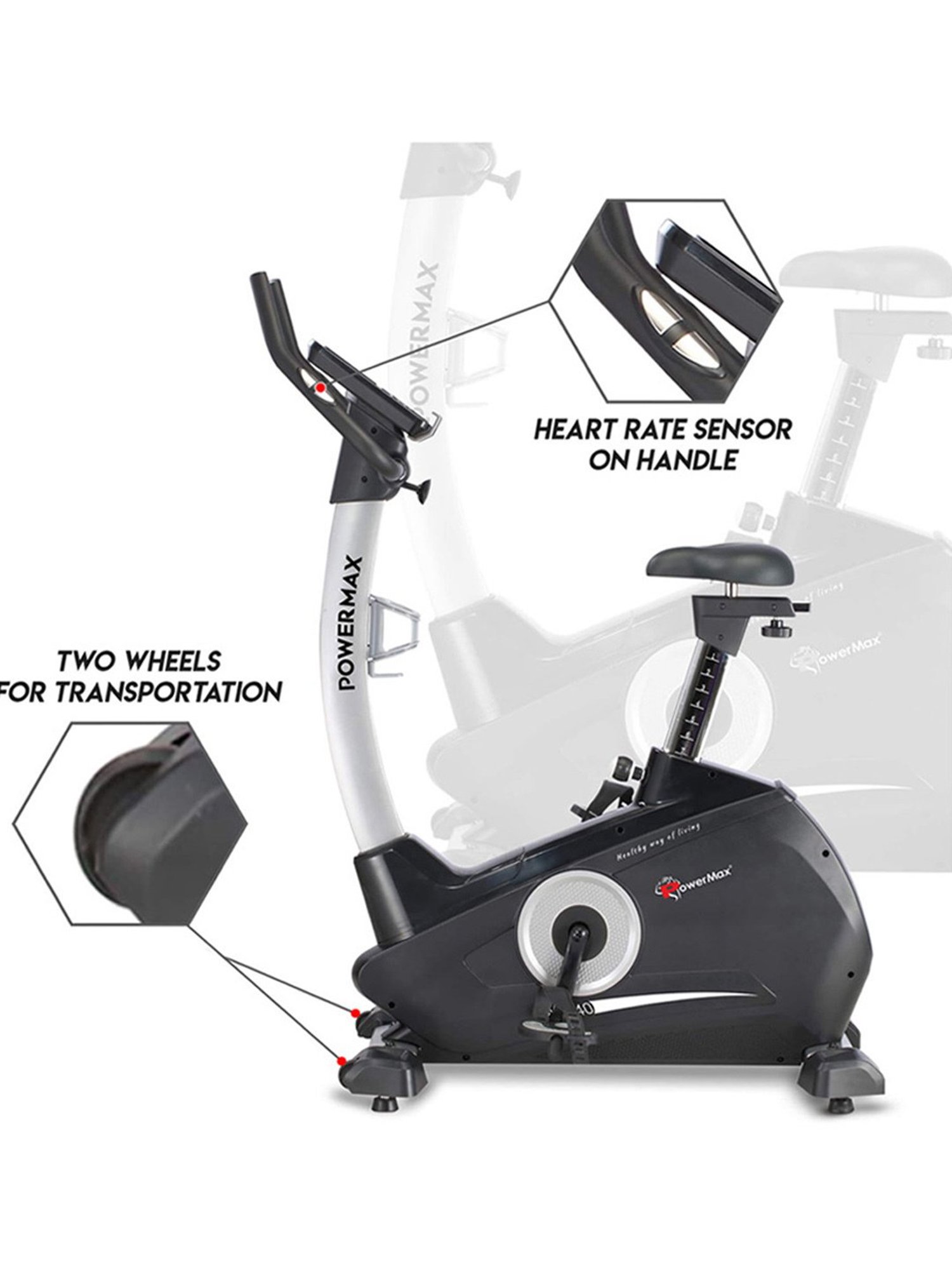 PowerMax Fitness BU-740 Upright Bike (Black)