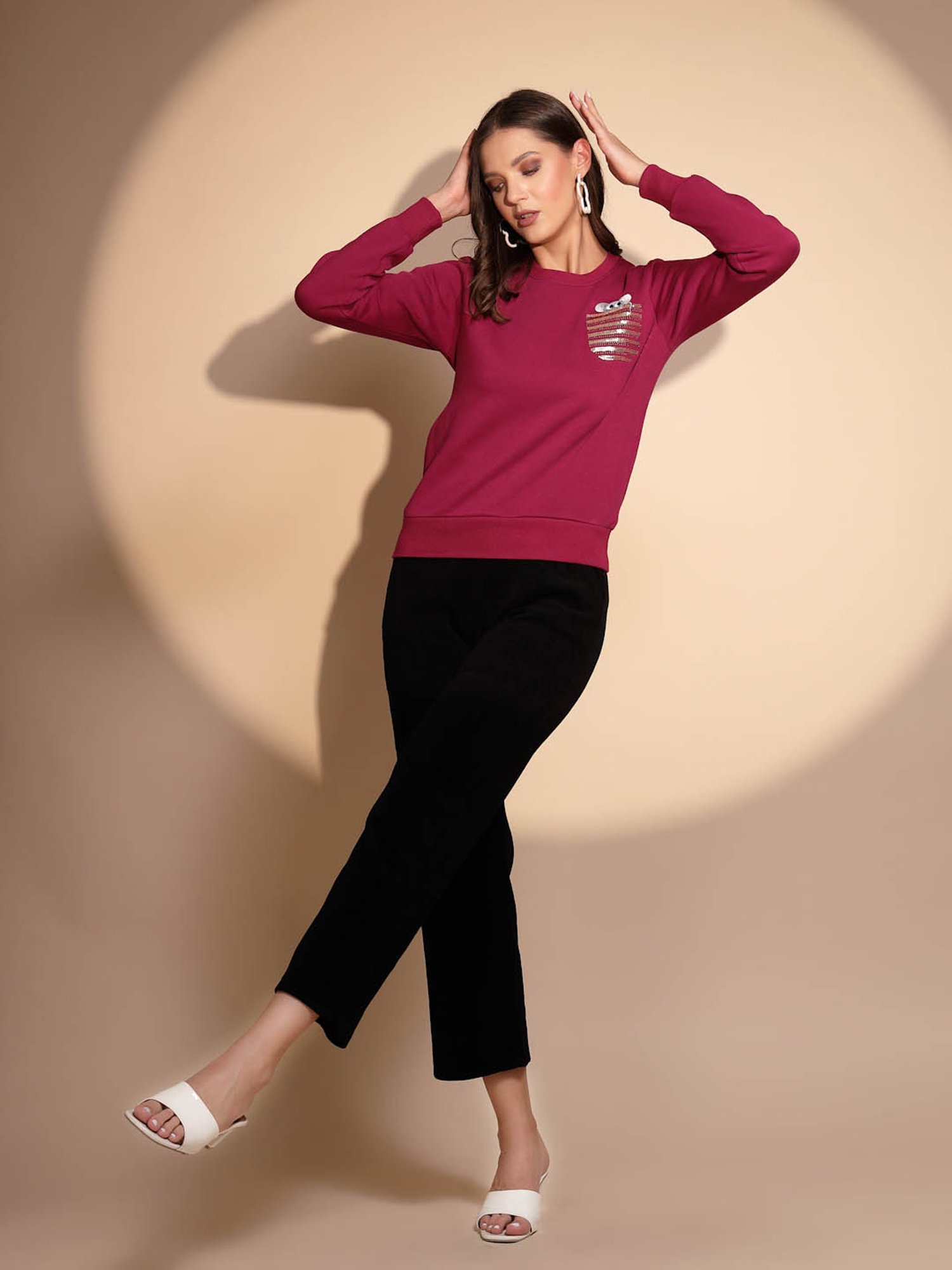 Global Republic Purple Embellished Sweatshirt