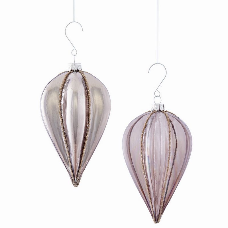 Plum & Post Glass Spindle Drop Ornaments, Set Of 2