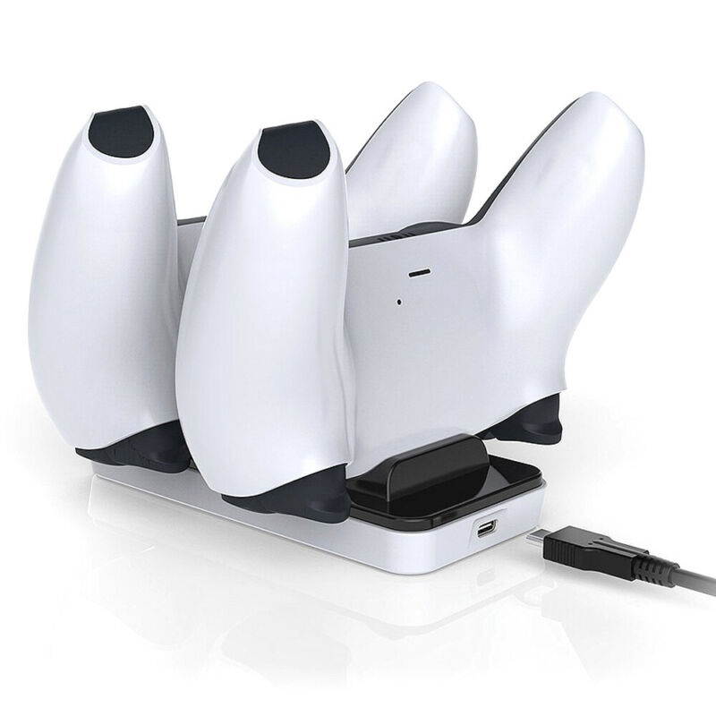 Dual USB Type C Charging Station for PS5 DualSense Wireless Controller, Charging Dock with Dual USB C Ports, Console Accessories Portable Charger Stand Holder for Playstation 5 PS5 Game Controller