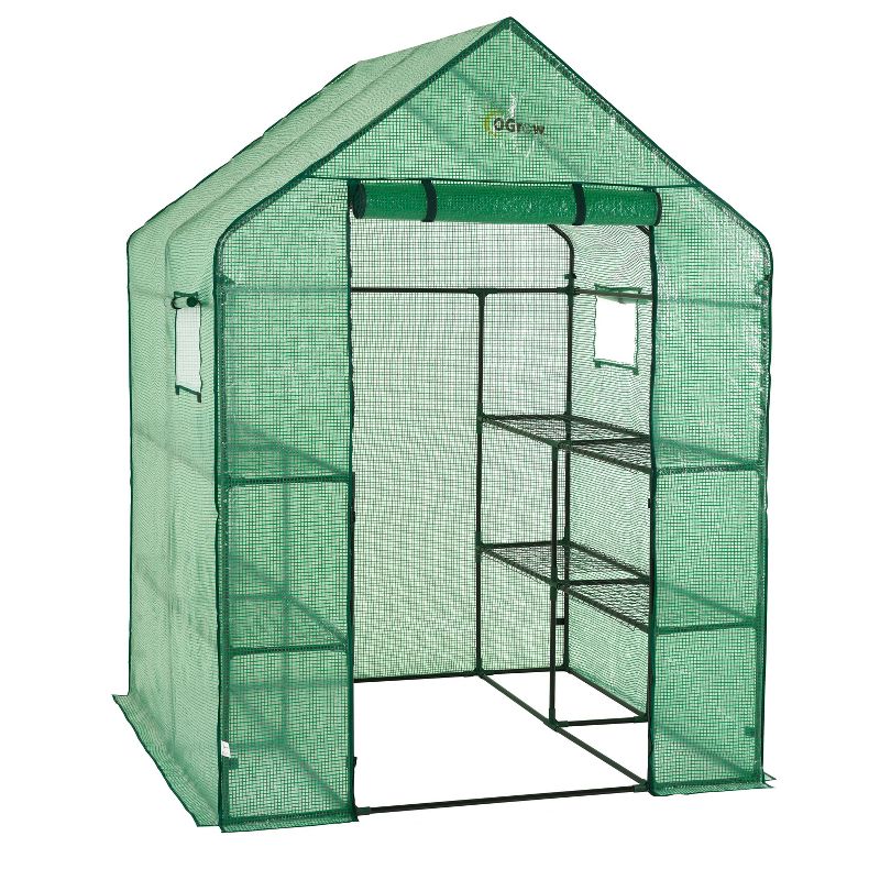 Deluxe Walk - In 2 Tier 8 Shelf Portable Lawn And Garden Greenhouse - Heavy Duty Anchors Included! - Green - Ogrow
