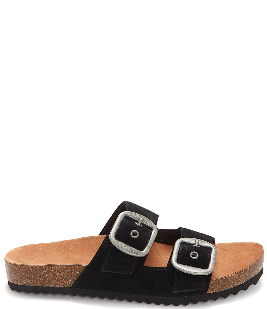 Lucky Brand Mella Leather Double Strap Footbed Slides