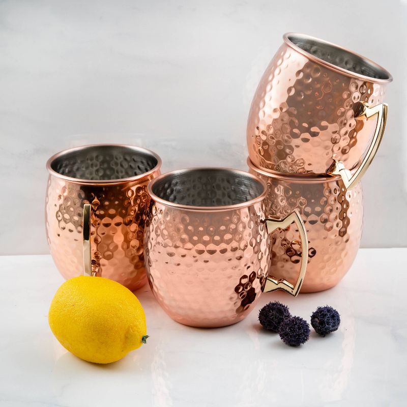 Cambridge Silversmiths 19.5oz 4pk Copper Hammered Moscow Mule Mugs