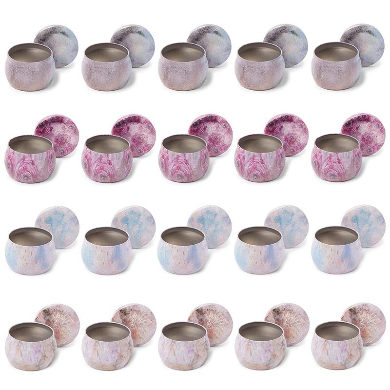 Juvale 20 Pack Metal Candle Tin Jars with Lids, Round Storage Containers (3 x 2 In)