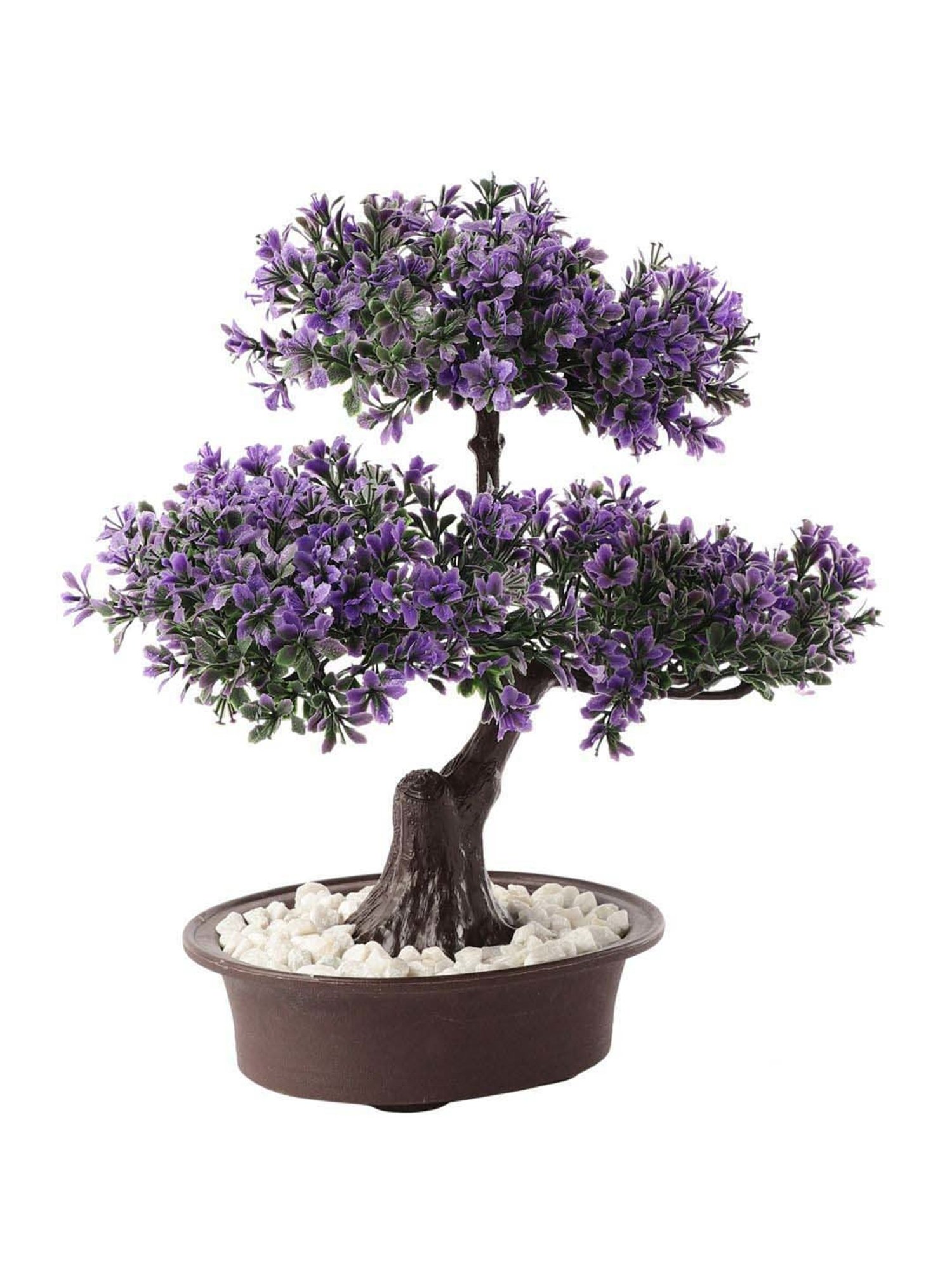 Foliyaj Multicolor Plastic Artificial 3 Head Bonsai Tree With Pot