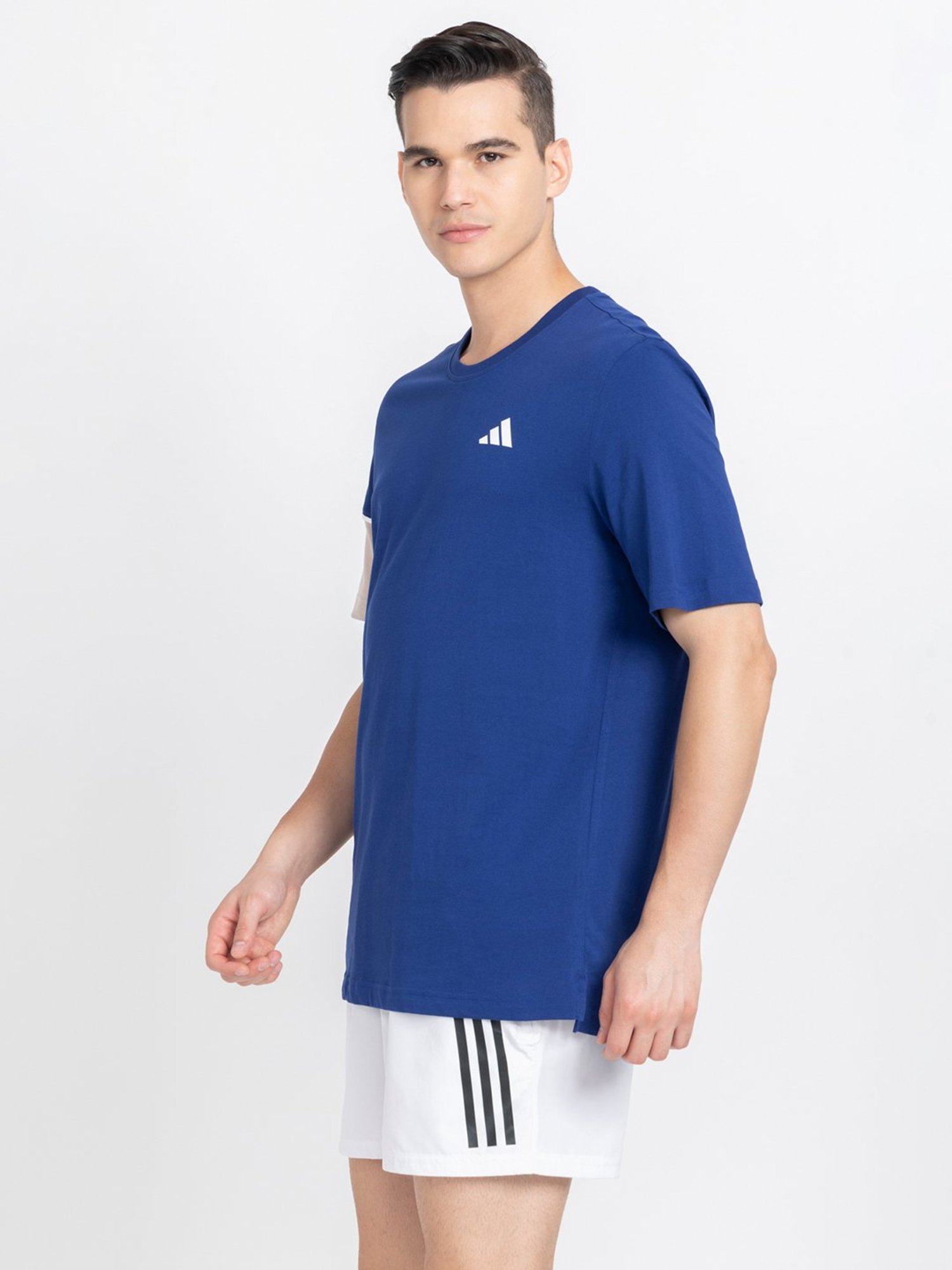 adidas Blue Regular Fit Club House Cotton Crew T-Shirt