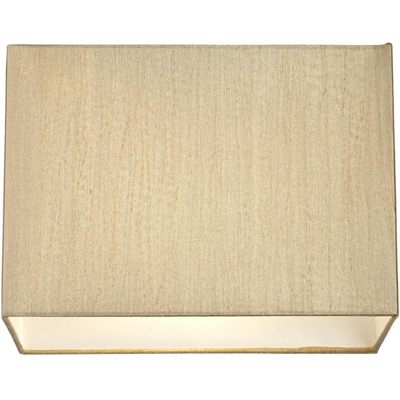 Springcrest Gold Medium Rectangular Lamp Shade 14" Wide x 8" Deep x 10" High (Spider) Replacement with Harp and Finial