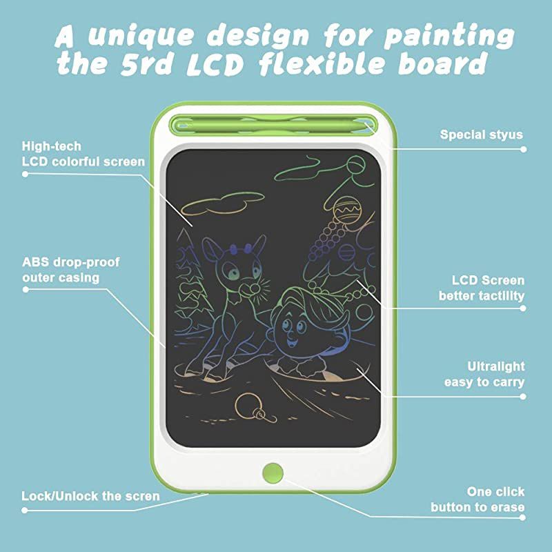 LCD Writing Tablet 10 Inches Colorful Electronic Writing Drawing Doodle Board with Memory Lock Digital Writing Pad for Kids and Adults at Home School Office