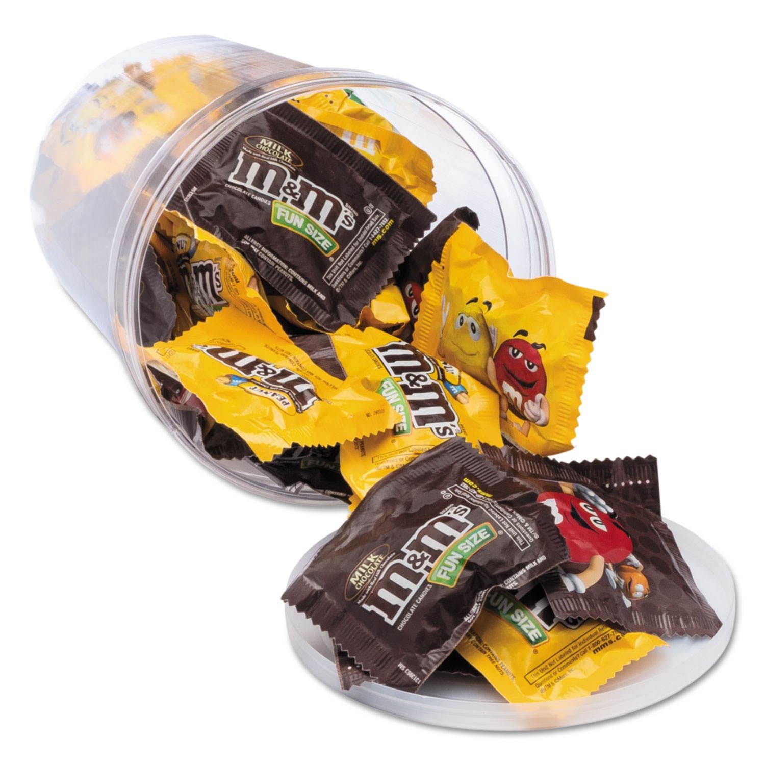 Office Snax OFX00066 Candy Tubs, Chocolate And Peanut M&Ms, 1.75 Lb Resealable Plastic Tub