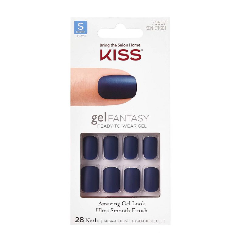 Kiss Gel Fantasy Nails Fresh Air Dark Blue Matte - 28ct