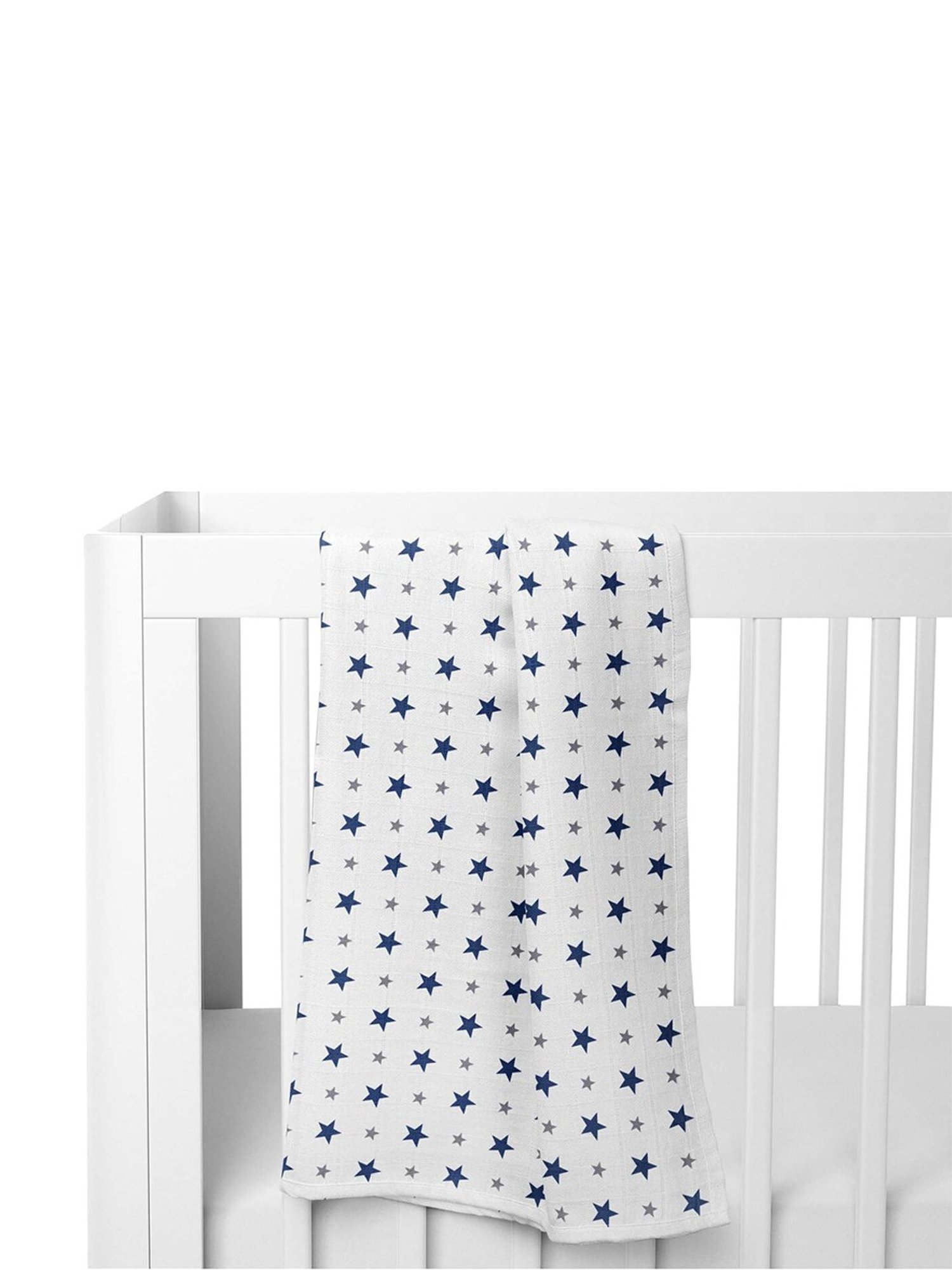 Haus & Kinder Printed Blue 40 TC Cotton New Born Swaddle Wrap - Set of 4