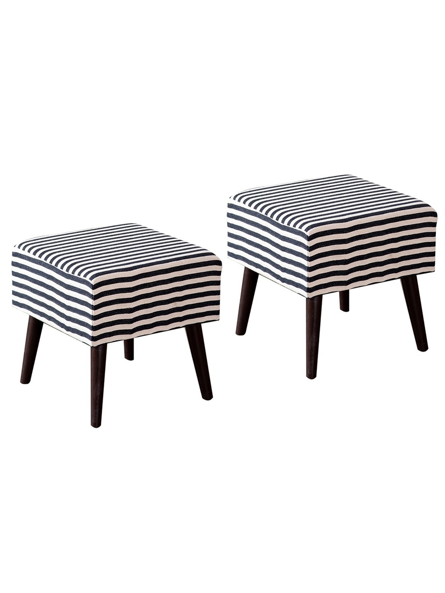 Nestroots Printed Black Cotton Canvas Center Benche - Set of 2