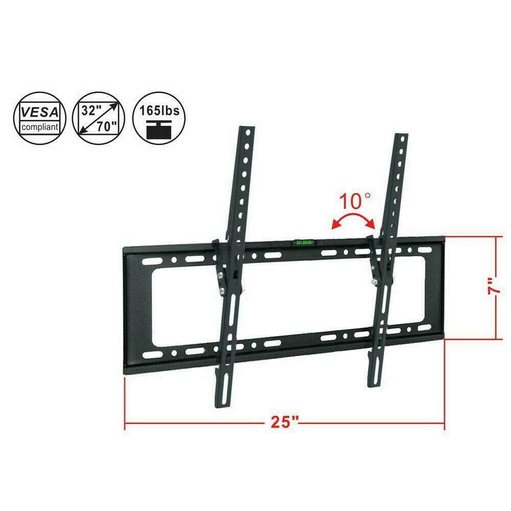 Flat TV Wall Mount Bracket 10&deg;Tilt Swivel for 32" 37" 42" 50" 55" 60" 65" 70"