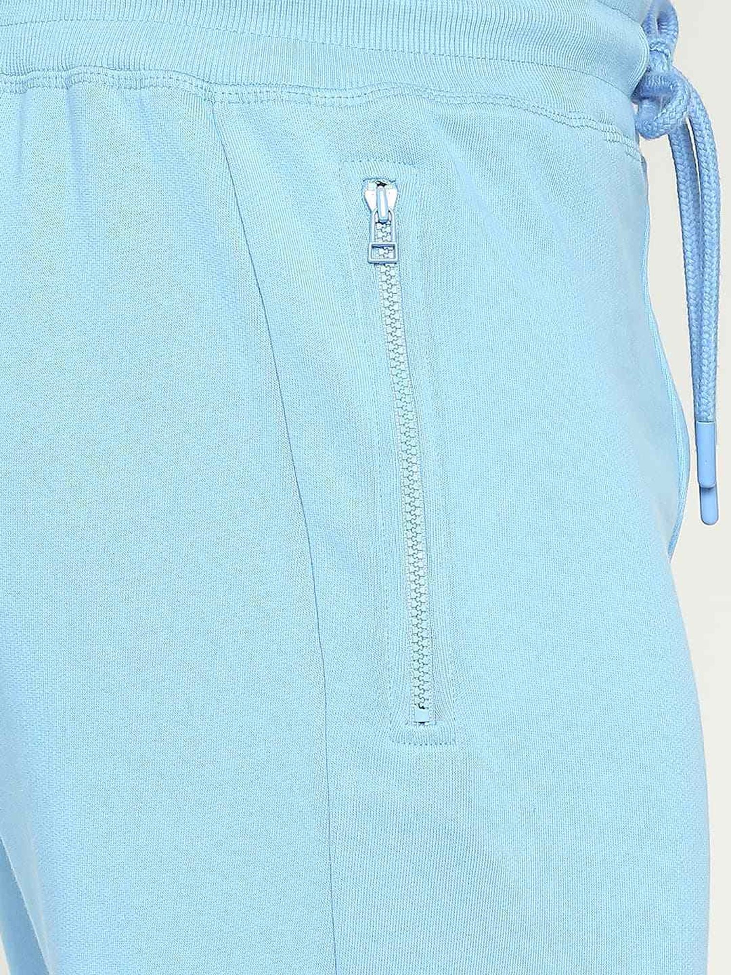 Basics Mid Blue Cotton Jogger Fit Texture Joggers