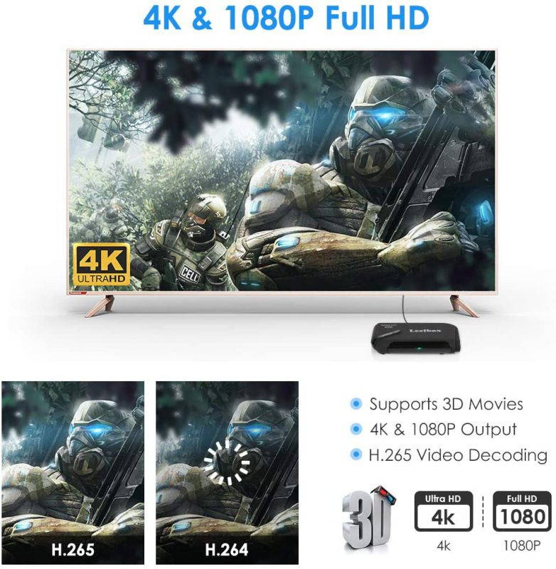 Leelbox Android TV box, 1080P ATSC converter box, recording PVR, USB multimedia playback, web browsing, support for 2.4G WiFi/3D/H.265 video decoding (gold version), black, LBX OTT-ATSC Q5 US