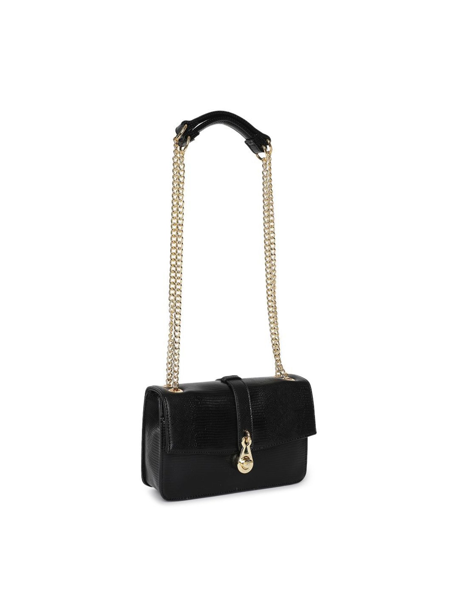 Beverly Hills Polo Club Black Animal Effect Medium Shoulder Bag
