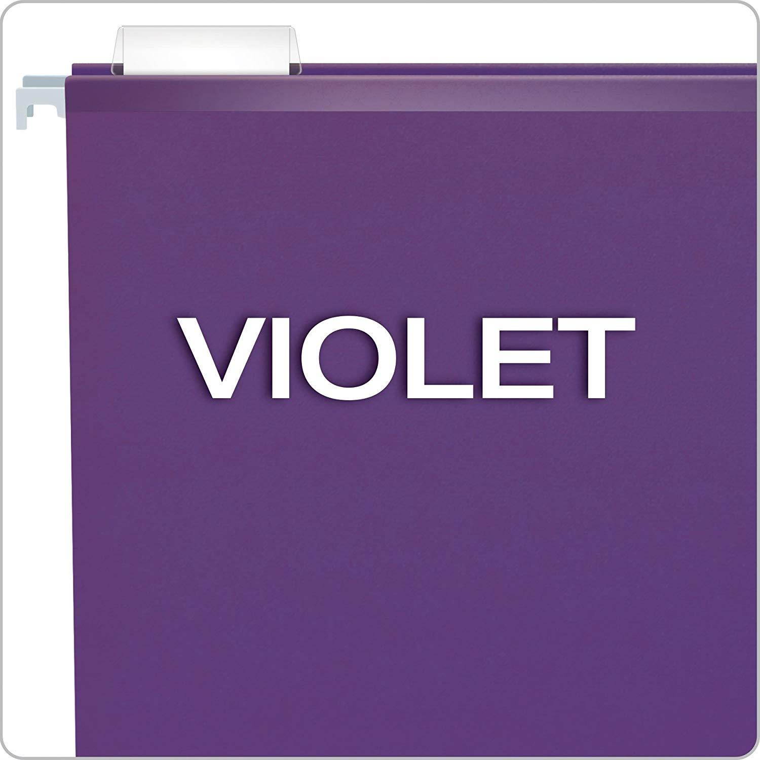 Pendaflex Reinforced Hanging File Folders, Letter Size, Violet, 1/5 Cut, 25/BX (4152 1/5 VIO)