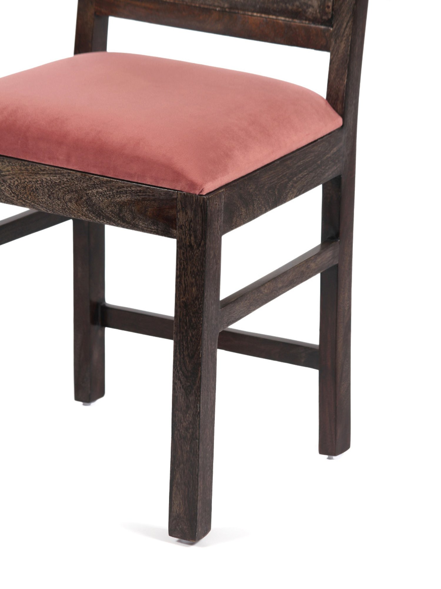 Ikiriya Rosslyn Solid Dark Brown & Pink Wood Dining Chair Mahogany Finish - Set of 2