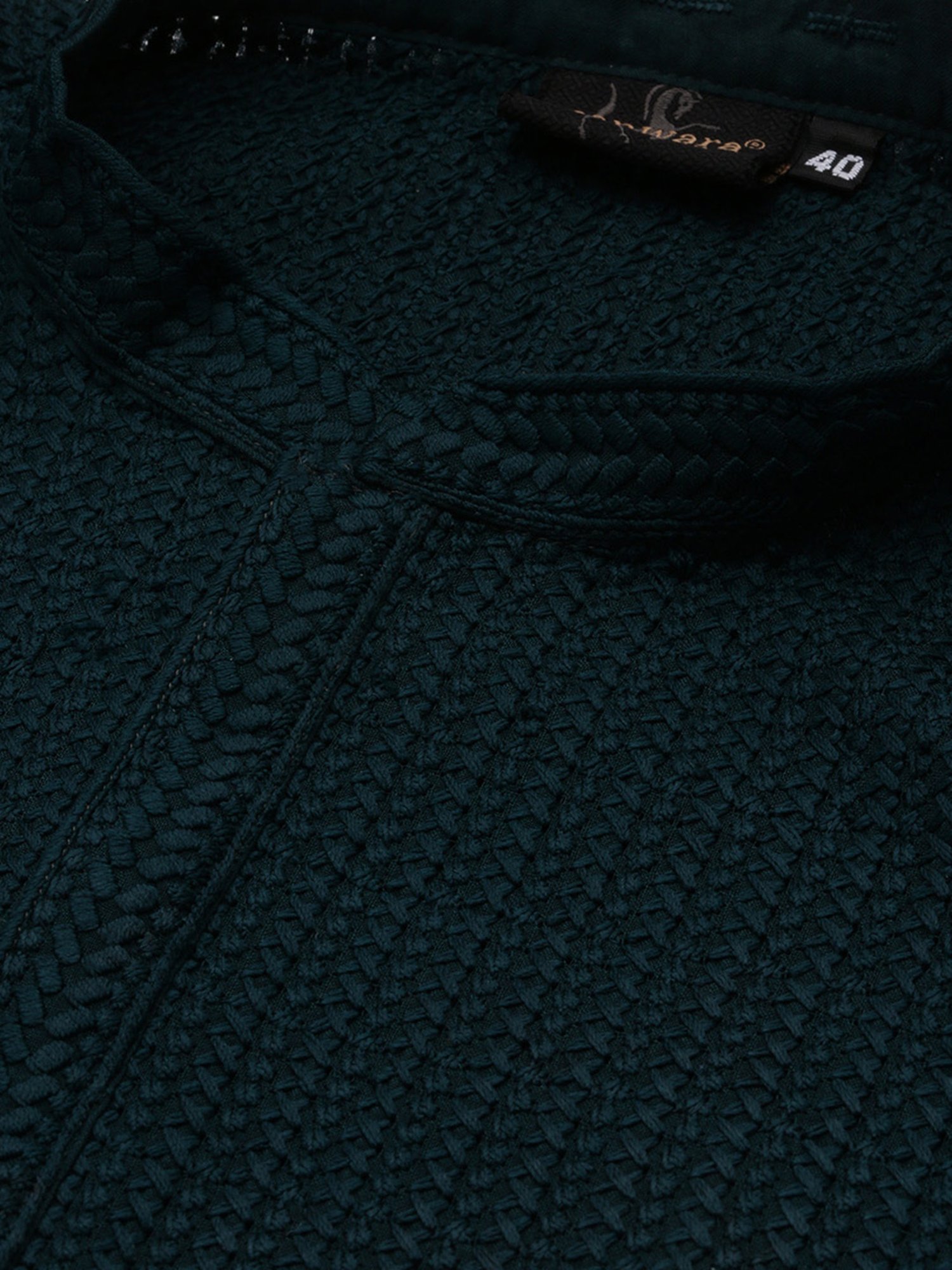 Sanwara Dark Green & White Regular Fit Chikankari Kurta & Churidar Set