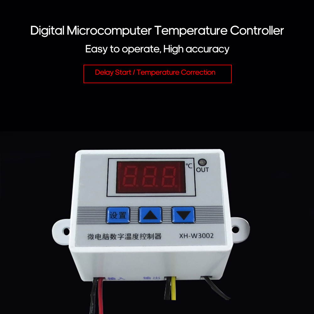 XH-W3002 Intelligent Led Digital Microcomputer Temperature Controller Mini Thermostat Switch with Water-resistant Sensor Probe