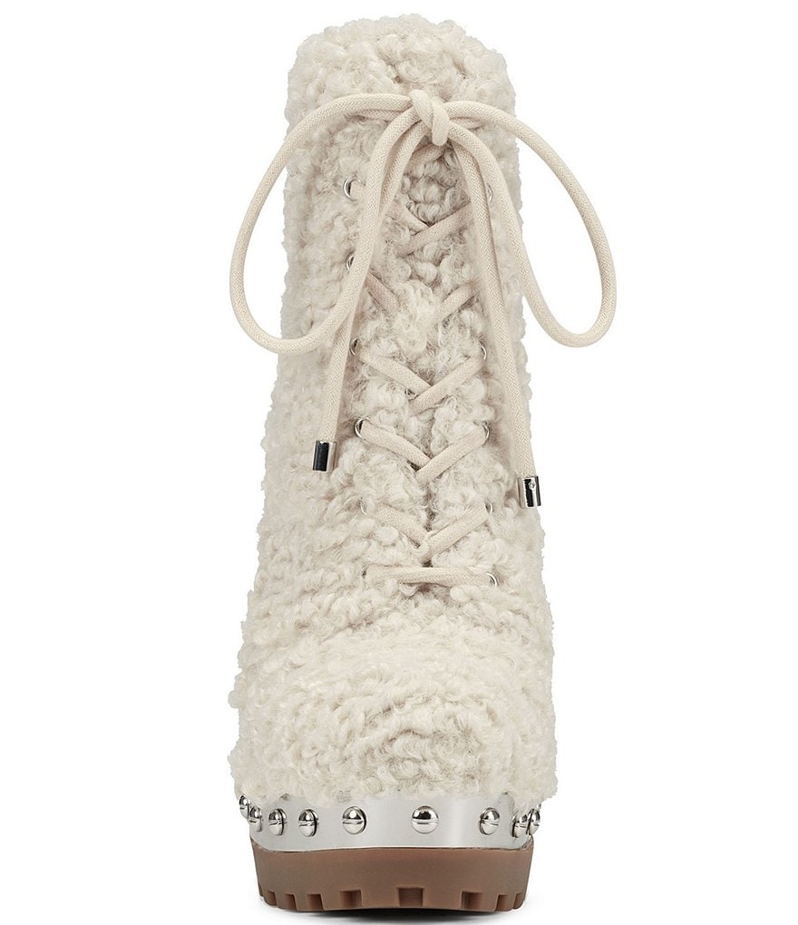 Jessica Simpson Irella Faux Shearling Studded Platform Lug Sole Hiker Booties