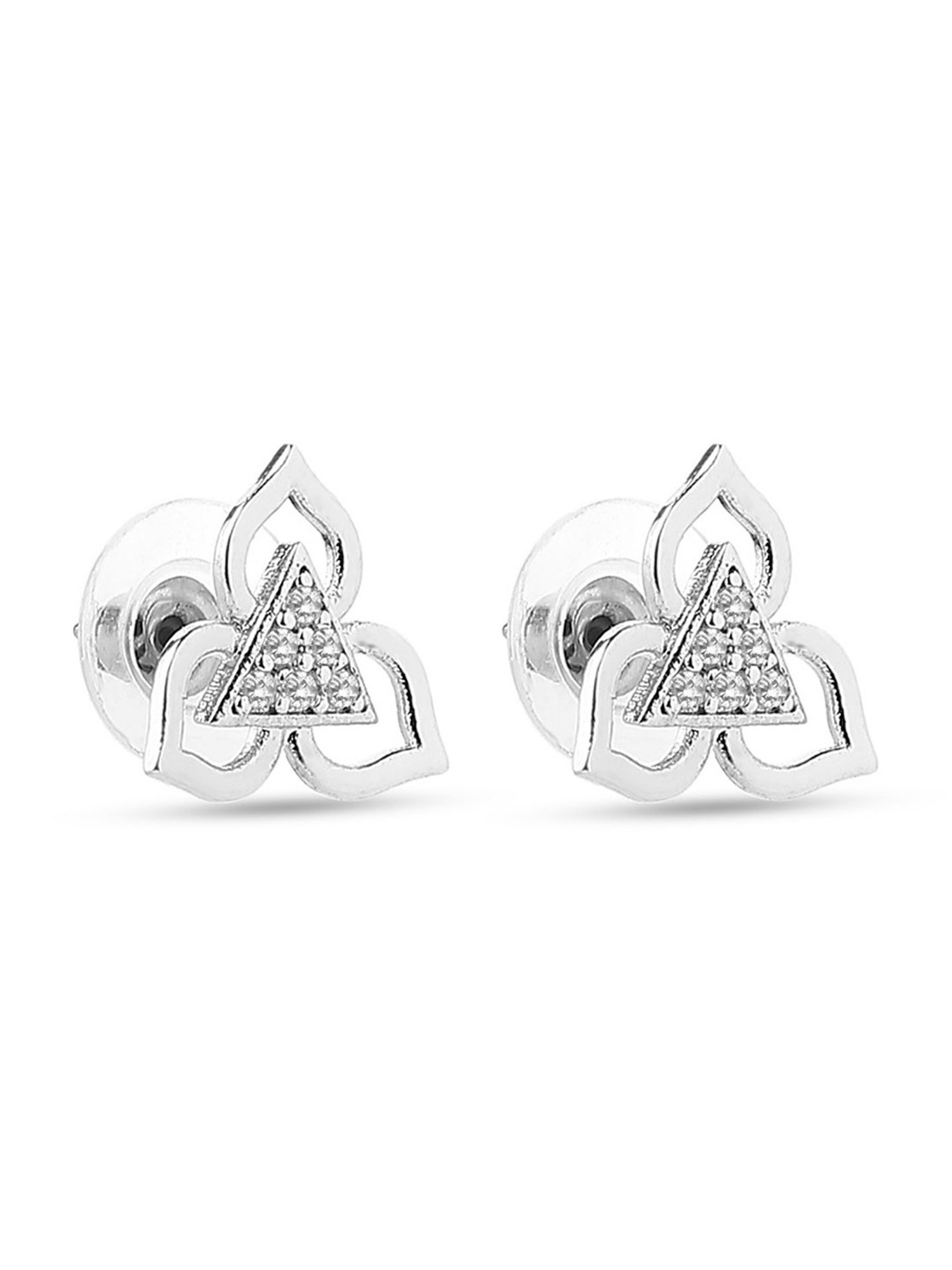 Fida American Diamond Floral White Stud Earrings