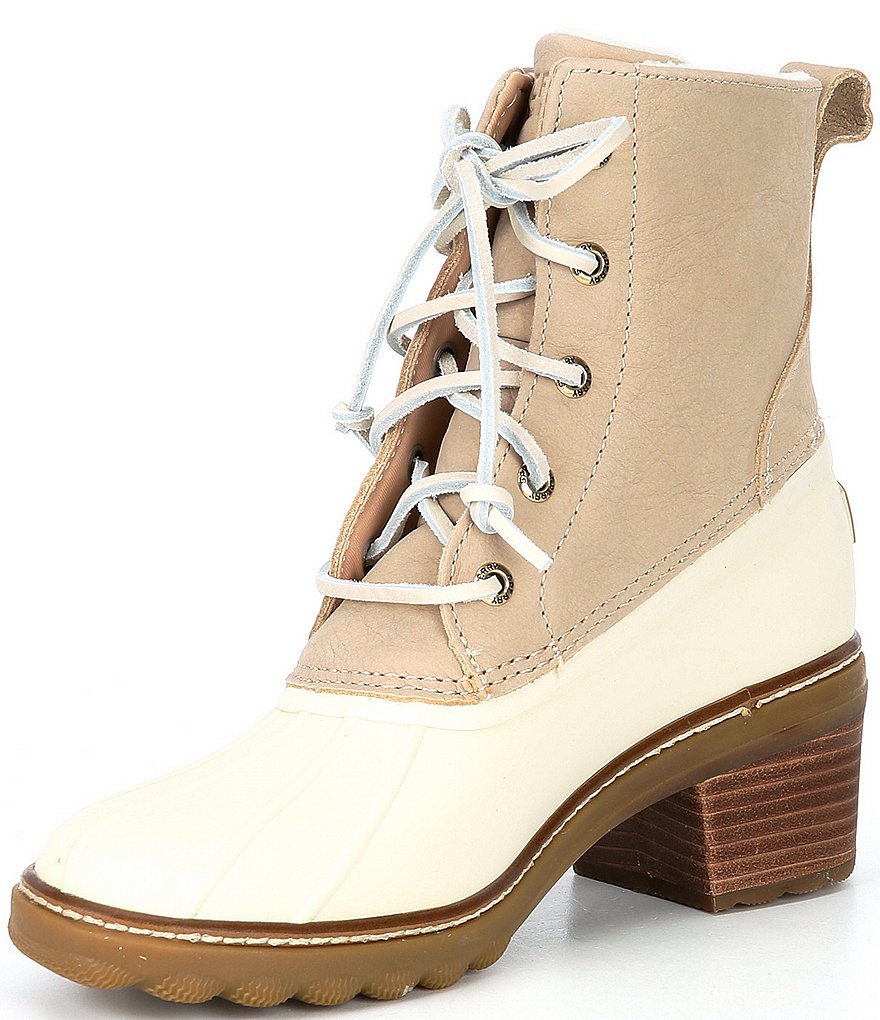 Sperry Saltwater Leather Lace-Up Block Heel Rain Booties