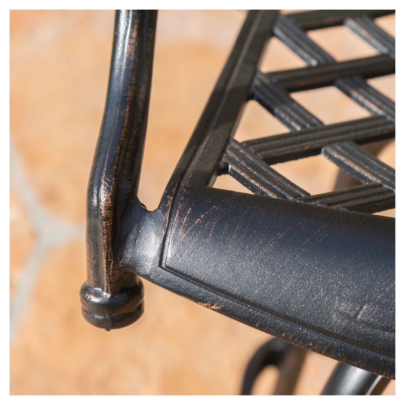 La Sola 3pc Metal Bistro Set - Black/Bronze - Christopher Knight Home