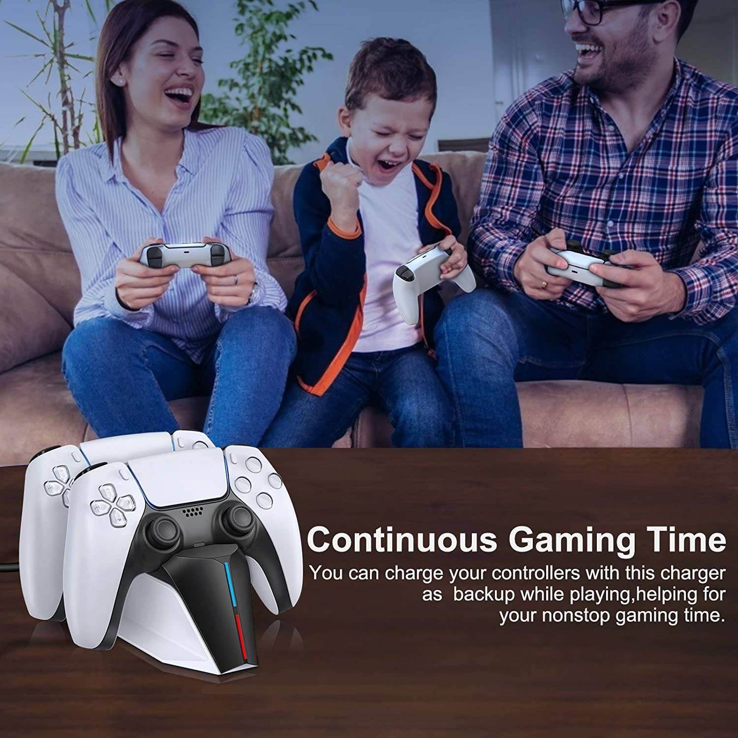 BEBONCOOL Fast PS5 Controller Charger,  PS5 Charging Station, Dualsense PS5 Charging Dock PS5 Charger for Sony w/ Type C Charging Cable