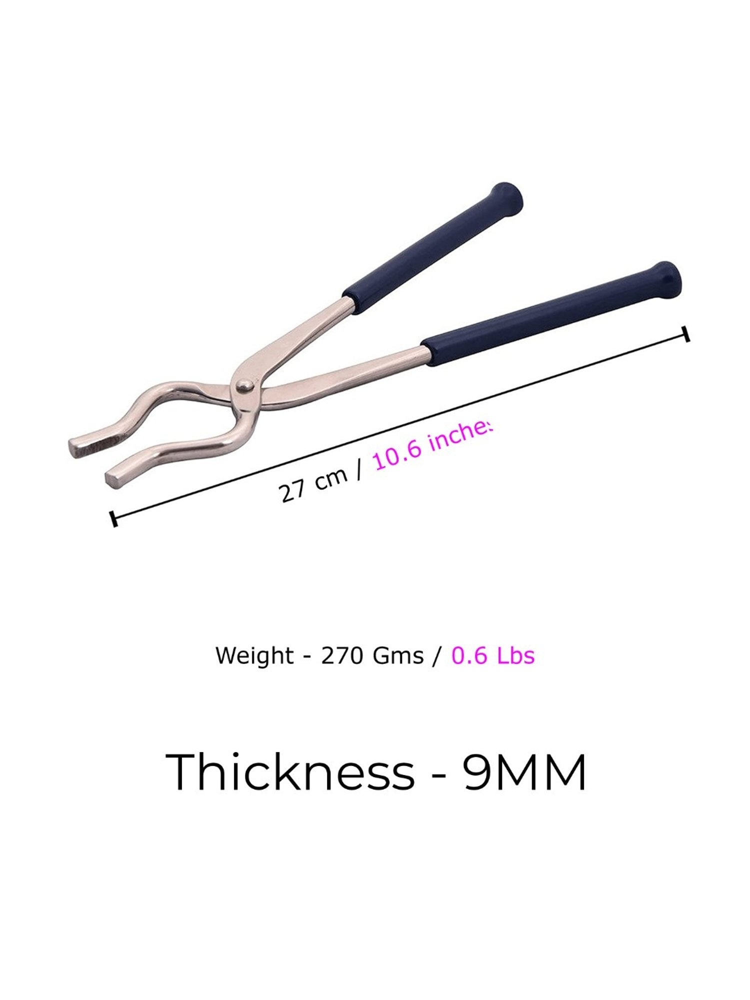 Hazel Stainless SteelMatte Finish 9 MM Pakkad, Silver (Two Side with Rubber Grip)