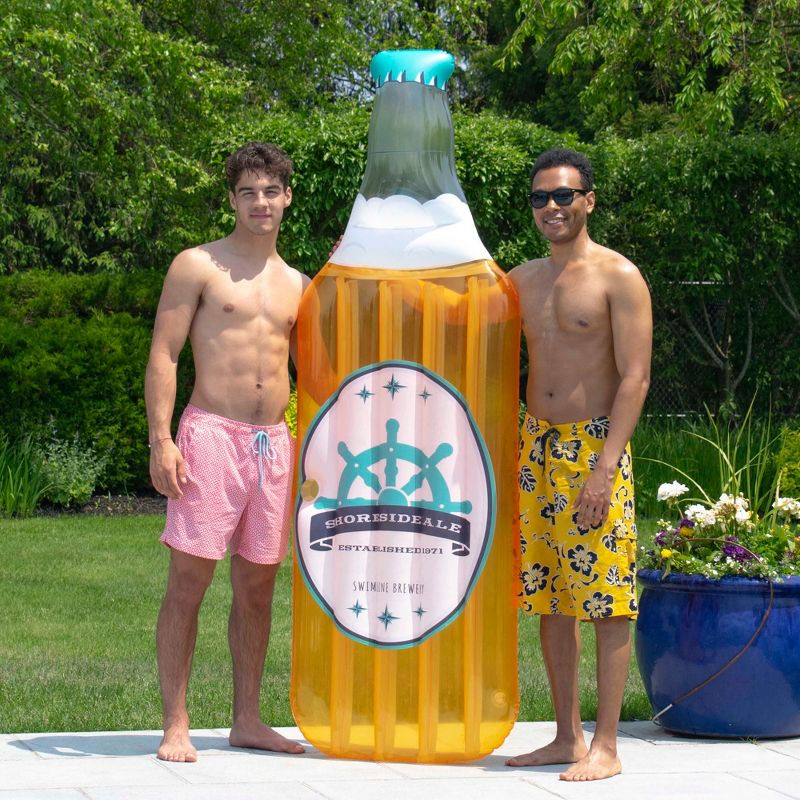 Swimline 81" Yellow and White Beer Bottle Swimming Pool Inflatable Float