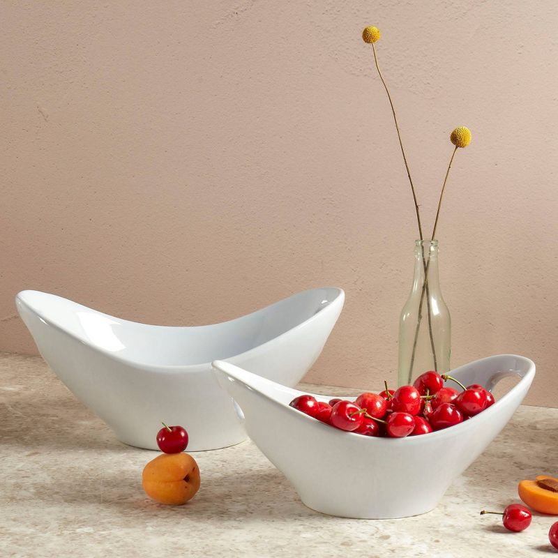 2pc Stoneware Nested Oval Serving Bowls with Handles - Tabletops Gallery