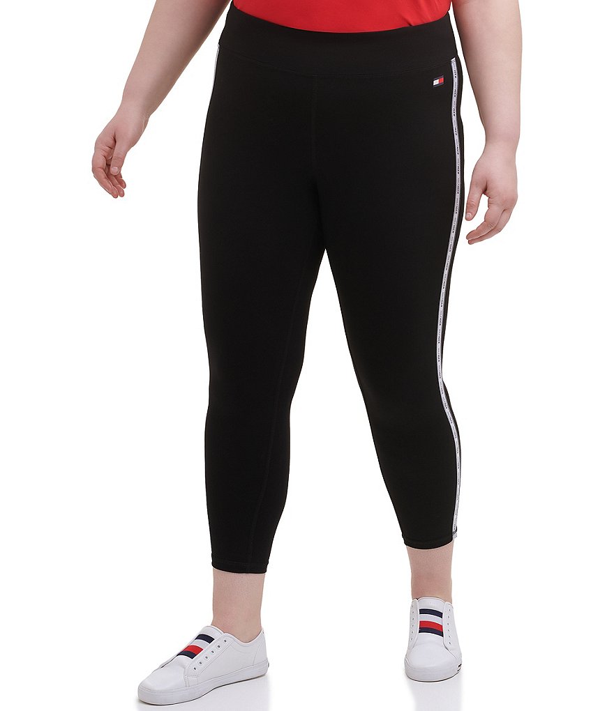 Intro Plus Size Splash Tie Dye Loop Strap Hem Detail 7/8 Ankle Pull-On Leggings