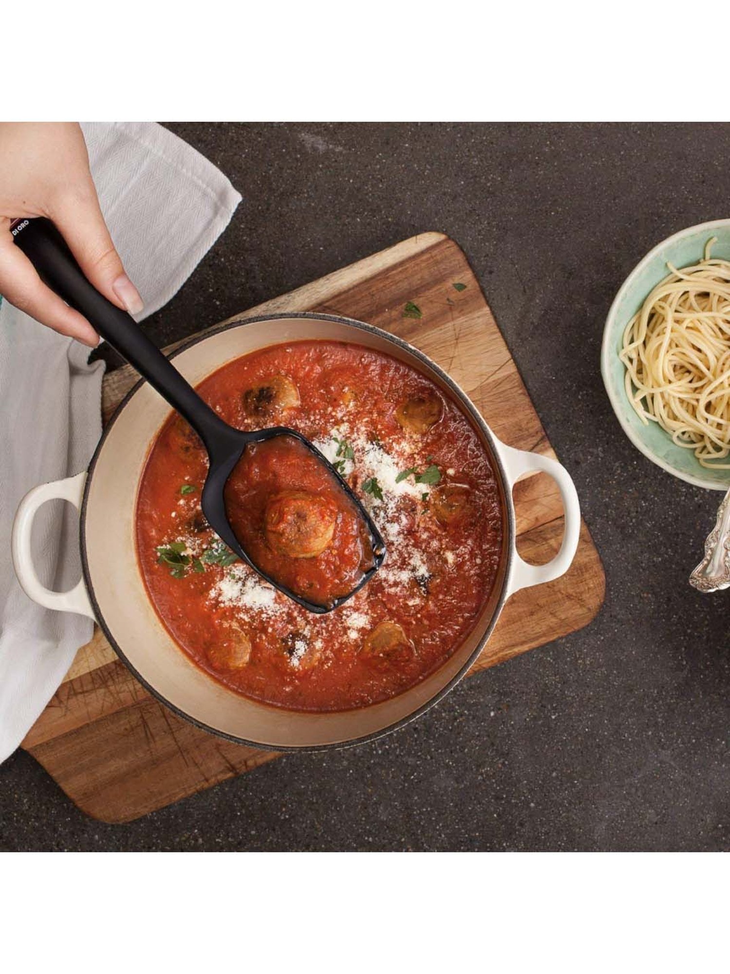 HAZEL Silver Stainless Steel Spatula with Beveled Edge