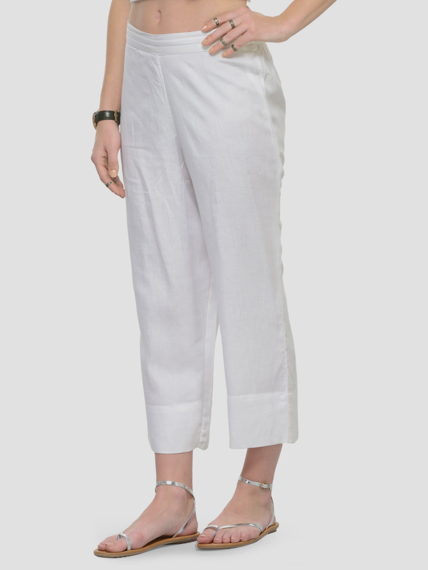 KSUT White Regular Fit Pants
