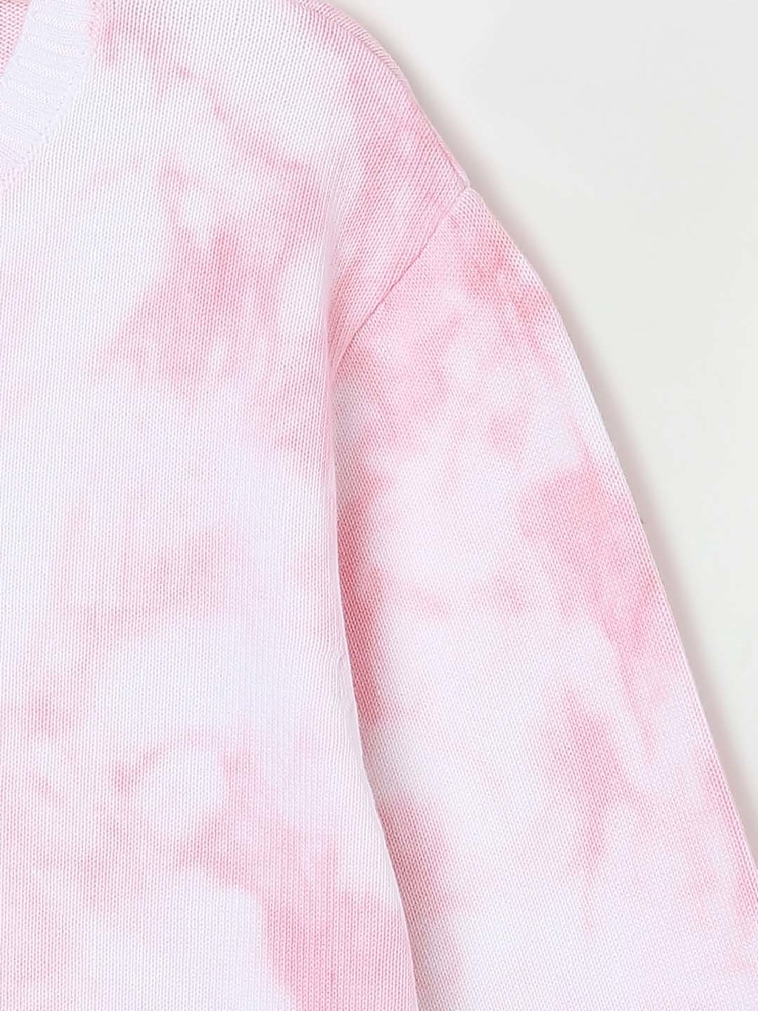 Fame Forever by Lifestyle Kids Pink & White Cotton Over Dyed Full Sleeves Sweater