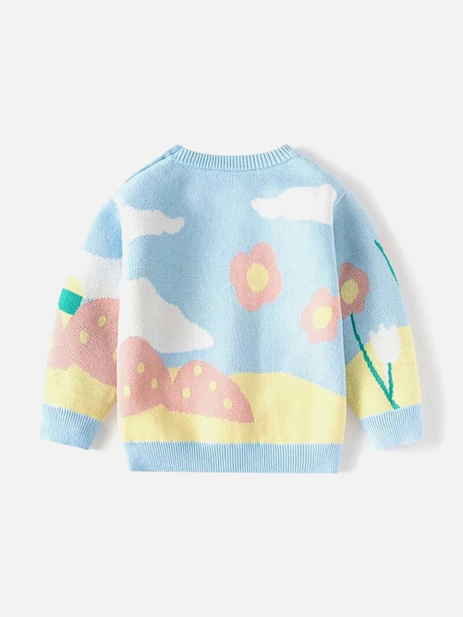 Little Surprise Box Kids Blue & Pink Floral Print Full Sleeves Sweater