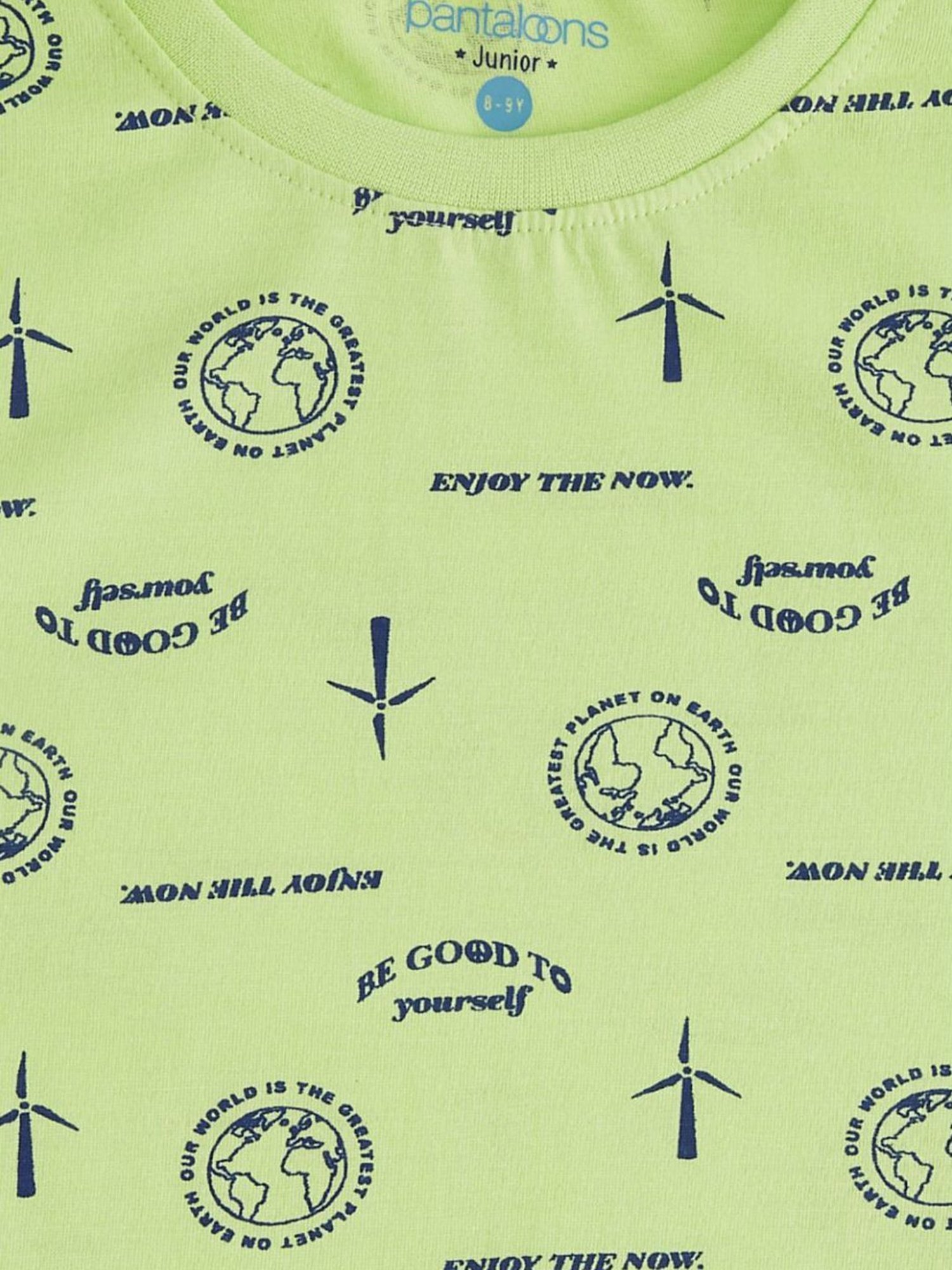 Pantaloons Junior Lime Green Cotton Printed Full Sleeves T-Shirt