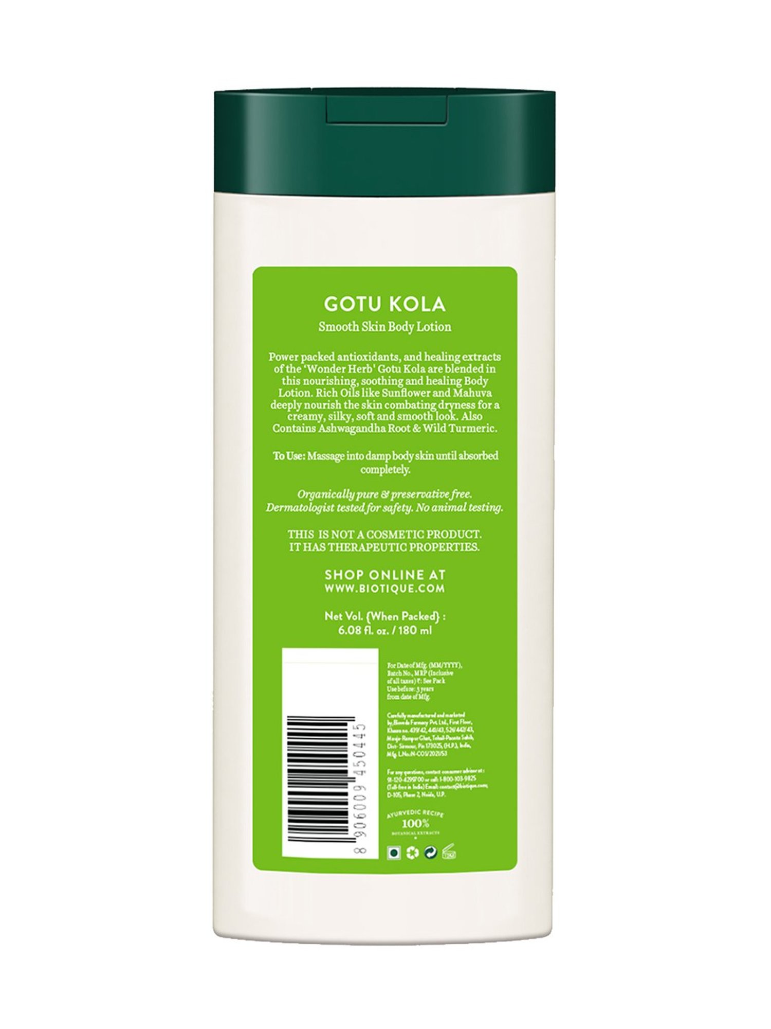 Biotique Gotu Kola Smooth Skin Body Lotion - 180 ml