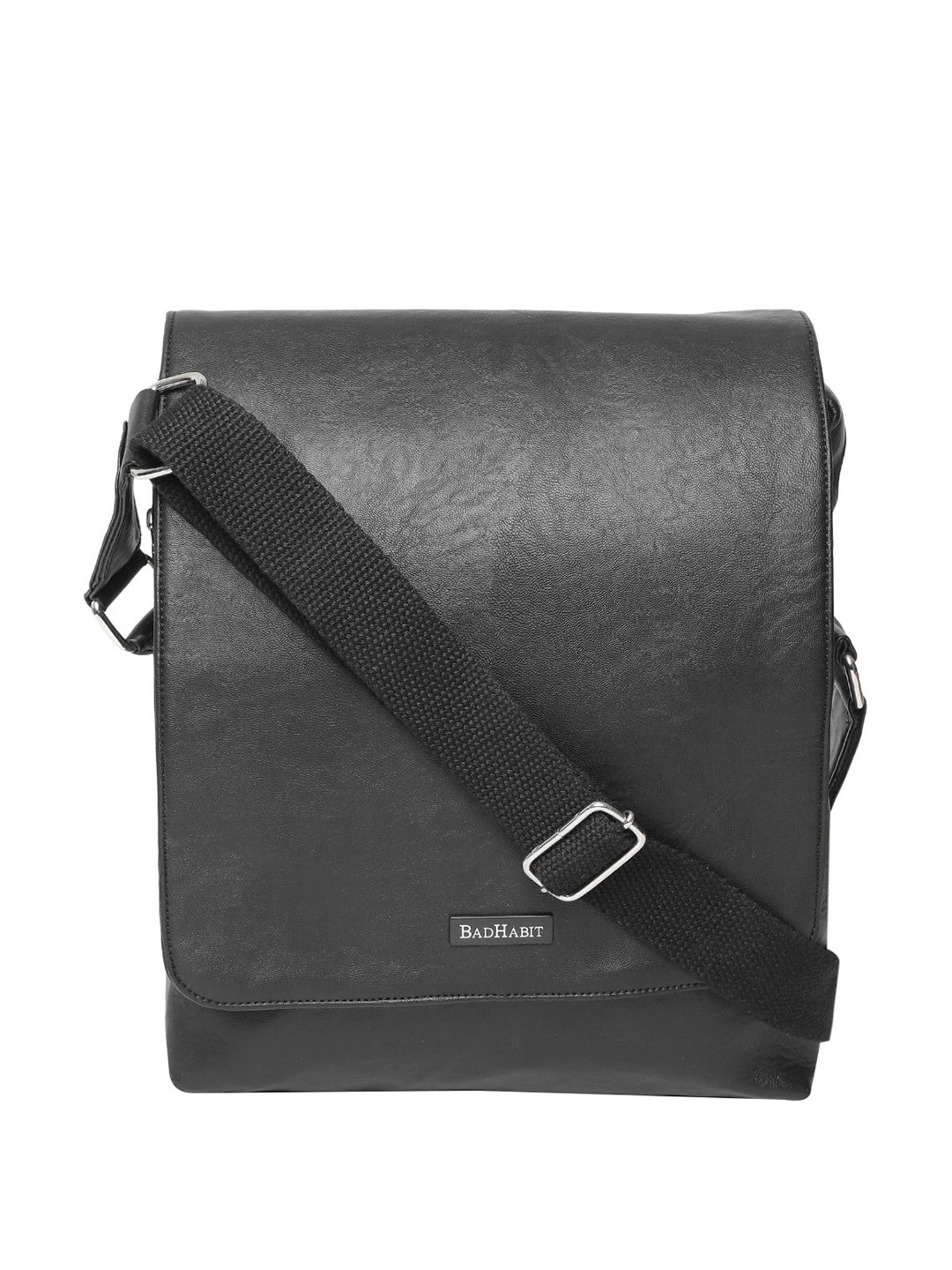 Bad Habit Black Solid Medium Laptop Cross Body Bag