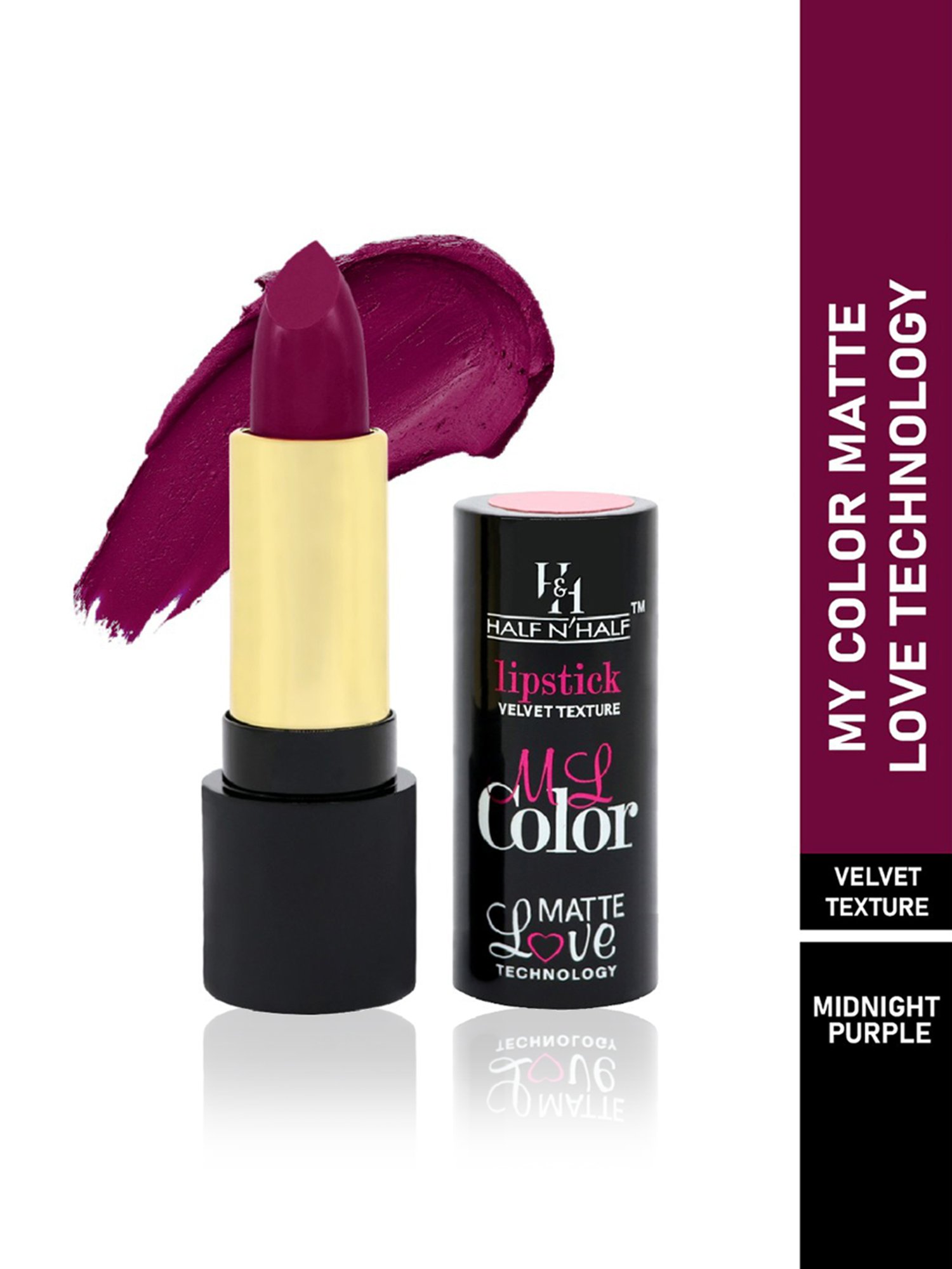 Half N Half My Color Velvet Texture Matte Lipstick Midnight Purple - 3.8 gm