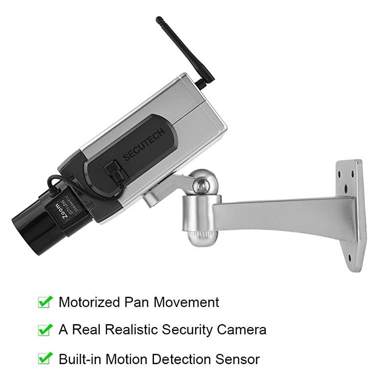 Bullet Dummy Camera Fake Bullet CCTV Waterproof Auto Rotation Movement Security Camera Surveillance System with Realistic Look Flashing LED for Indoor amp Outdoor Title