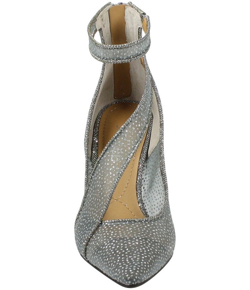 J. Renee Charmion Dotted Mesh Ankle Strap Pumps