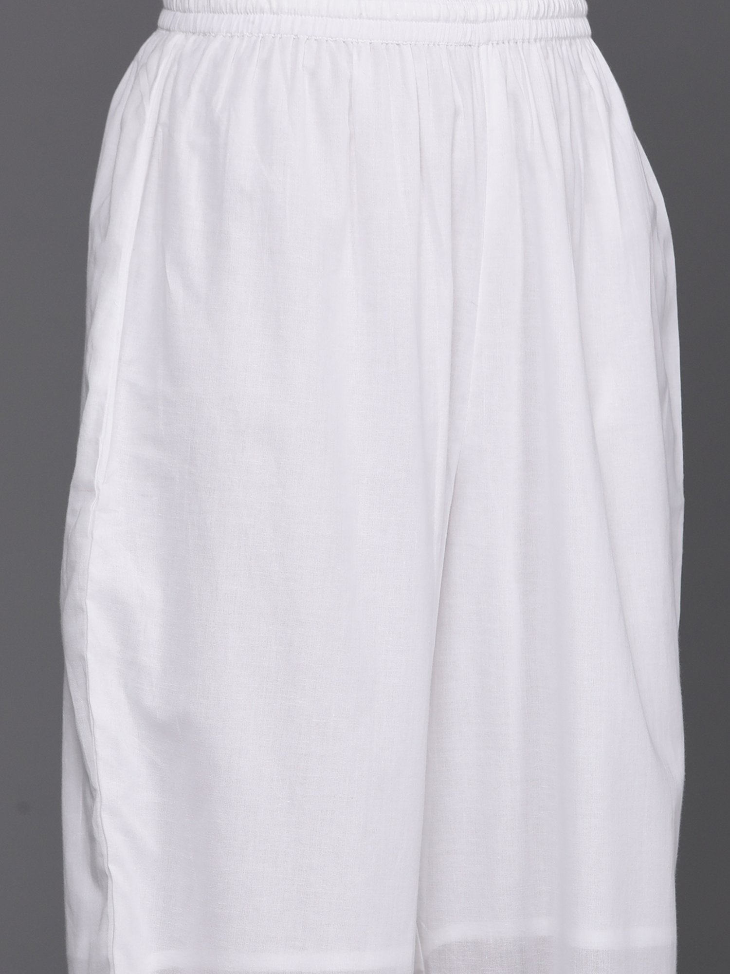 Varanga White Cotton Embroidered Kurta Palazzo Set With Dupatta