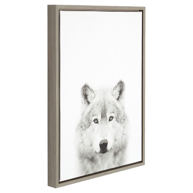 Wolf Framed Canvas Art Gray (24"x18") - Uniek
