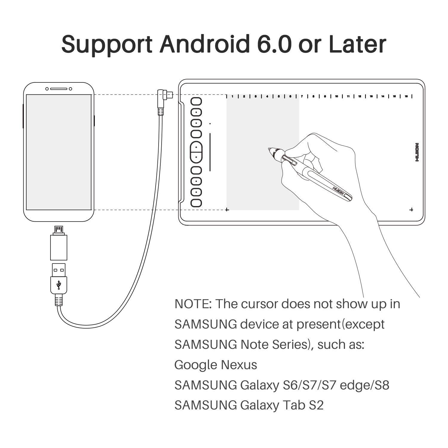 Huion H1161 Graphic Drawing Tablets 11 x 6.8 inch Graphics Tablet with Battery-Free 8192 Pen Pressure, 10 Express Keys and Touch Strip, Compatible with Mac, PC or Android Mobile