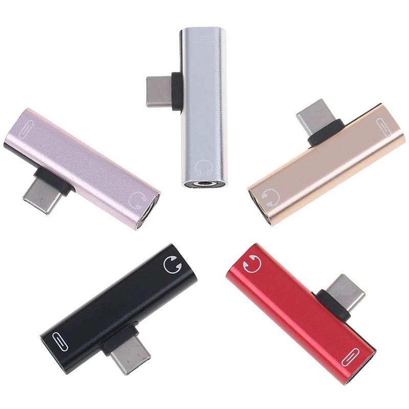 2 In 1 Type C Audio Adapter Mini Type-C To 3.5mm Jack Converter USB-C Charge Adapter Cable For Xiaomi Huawei Portable