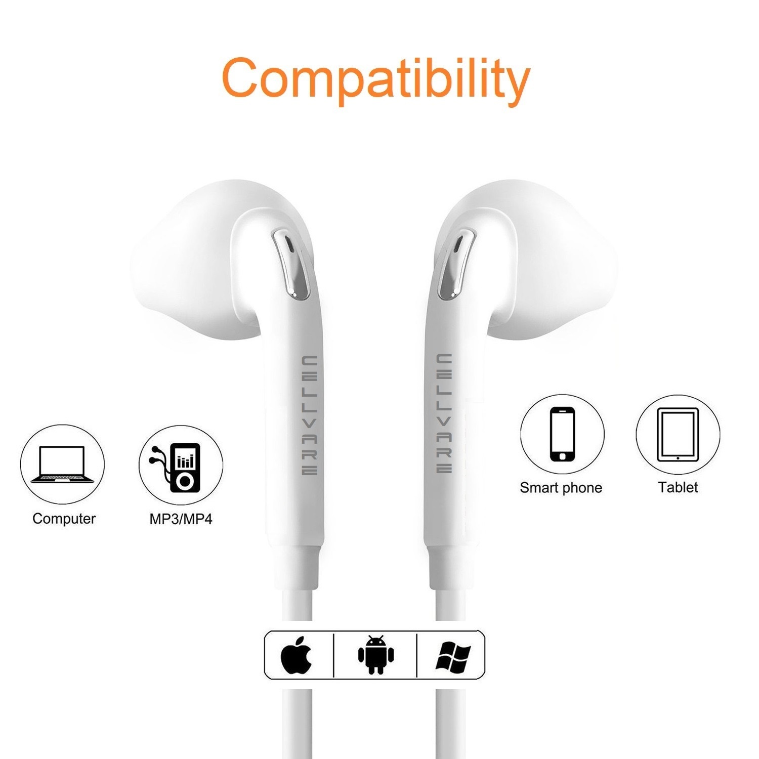 OEM Stereo Earphones (EO-EG920) w/Microphone, Volume Control & Ear Gels for Samsung S7/S7 Edge,S6/S6 Edge - White 2Pack