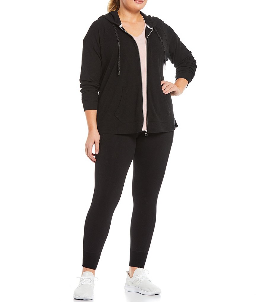 Intro Plus Size Splash Tie Dye Loop Strap Hem Detail 7/8 Ankle Pull-On Leggings